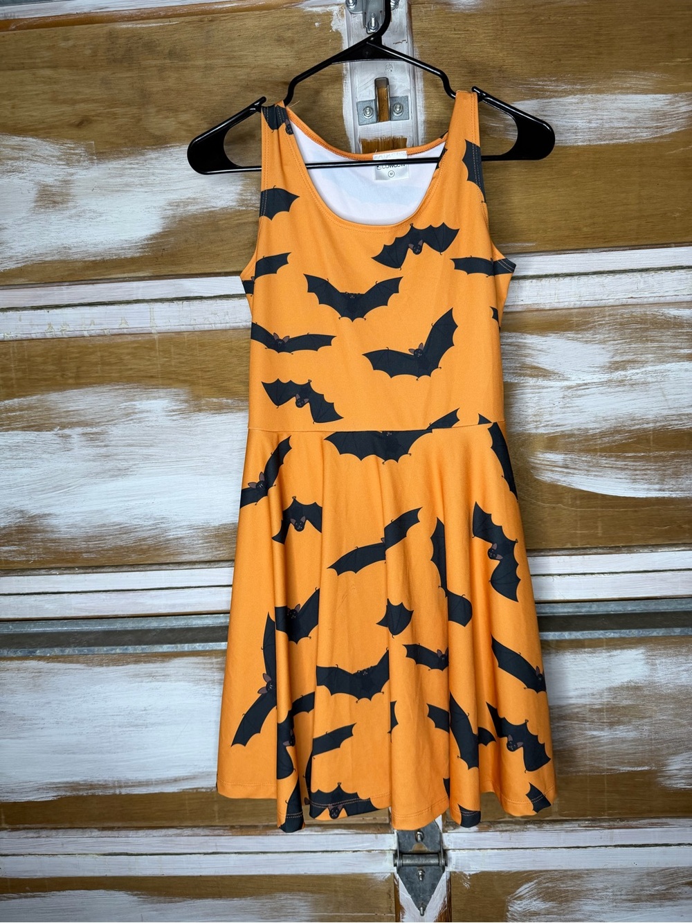 Orange Bat Print Halloween Skate Dress